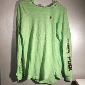 Long sleeved bright green PINK swimsuit coverup.